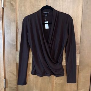 Banana Republic long sleeve wrap shirt, size small, Brown